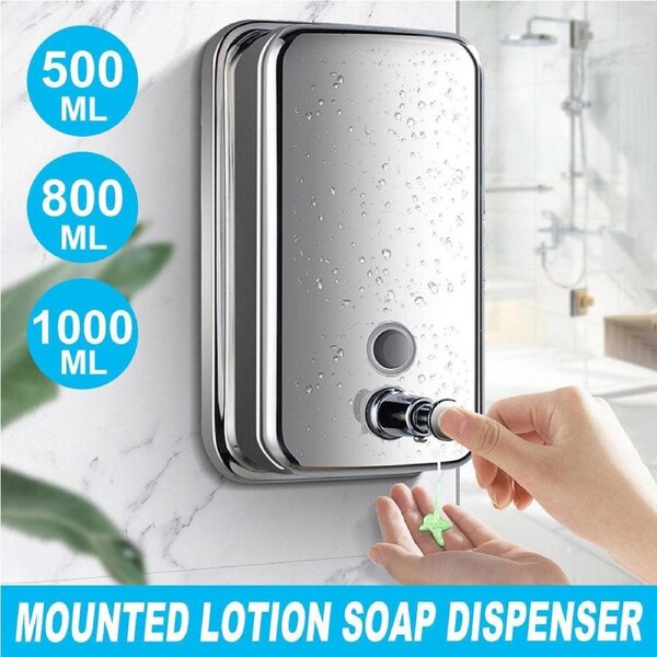 Stainless Steel Wall Mounted Soap Dispenser 800ML - Durable, Stylish, Versatile