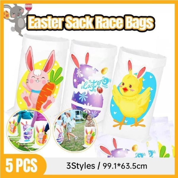 Easter Jumping Sack Race Bags - 5pcs Set for Outdoor Fun
