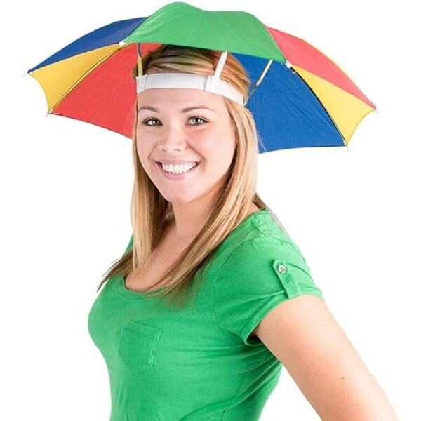 RAINBOW UMBRELLA HAT Rain Novelty Cap Costume Outdoor Camping Beach Fishing