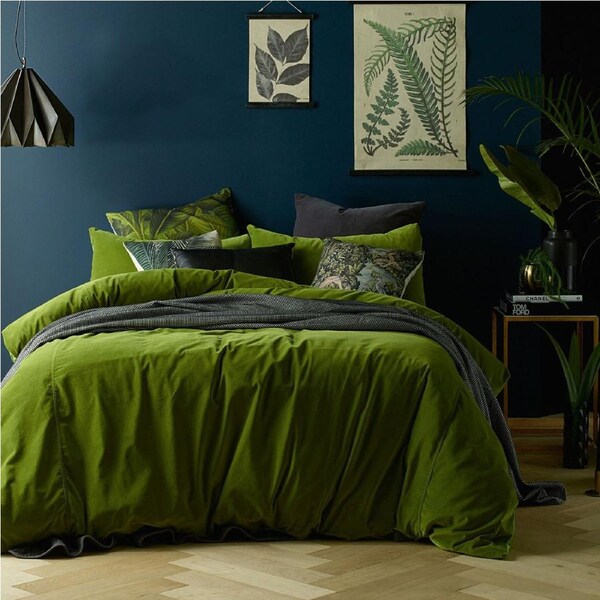 Mossy Road Cotton Velvet Quilt Cover Set King - Solid Colour, 100% Cotton