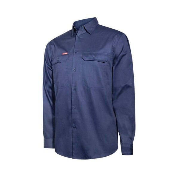Hard Yakka Navy Core Lightweight Vented Long Sleeve Shirt 2XL - Breathable Cotton - 2 Chest Pockets