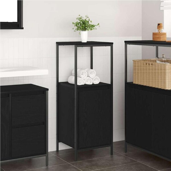 Bathroom Cabinet with Shelves Black Oak 36x35x95 cm vidaXL