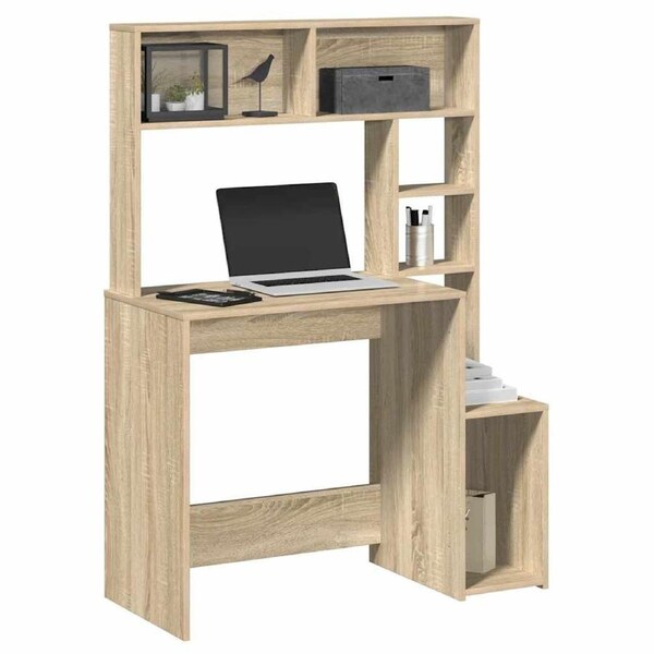 Desk with Shelves Sonoma Oak 100x45x140 cm Engineered Wood vidaXL