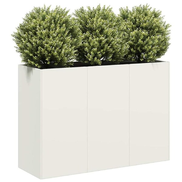 Planter White 120x40x80 cm Cold-rolled Steel vidaXL
