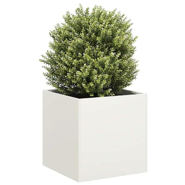 Planter White 40x40x40 cm Cold-rolled Steel vidaXL