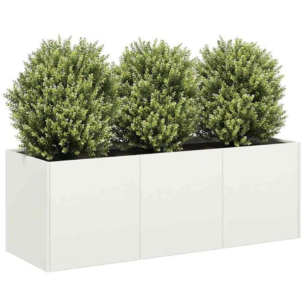 Planter White 120x40x40 cm Cold-rolled Steel vidaXL