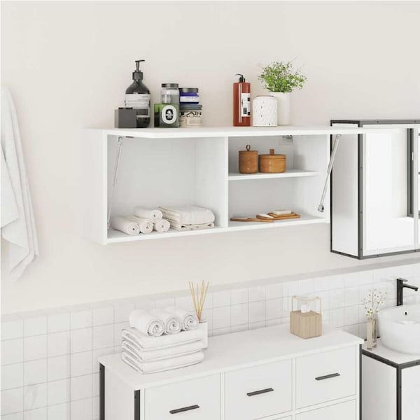 Bathroom Wall Cabinet White 100x25x40 cm Engineered Wood vidaXL