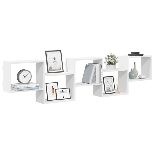Wall Cube Shelf 5 Compartments White Engineered Wood vidaXL