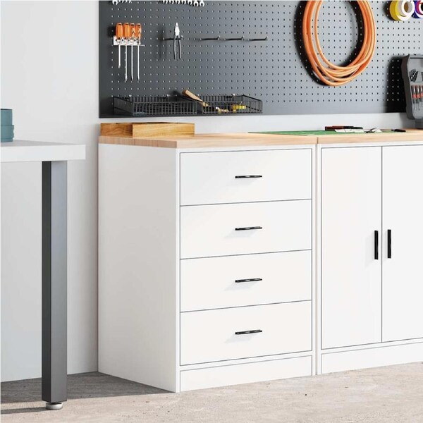Garage Storage Cabinet White 60x51x85 cm Solid Wood Pine vidaXL
