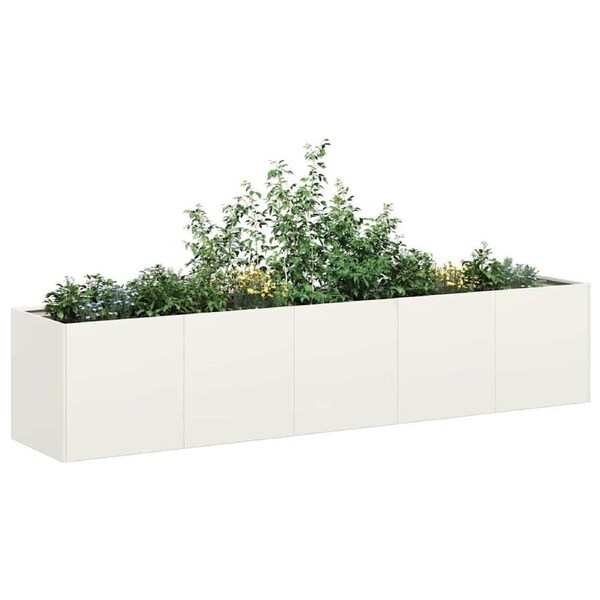 Planter White 200x40x40 cm Cold-rolled Steel vidaXL