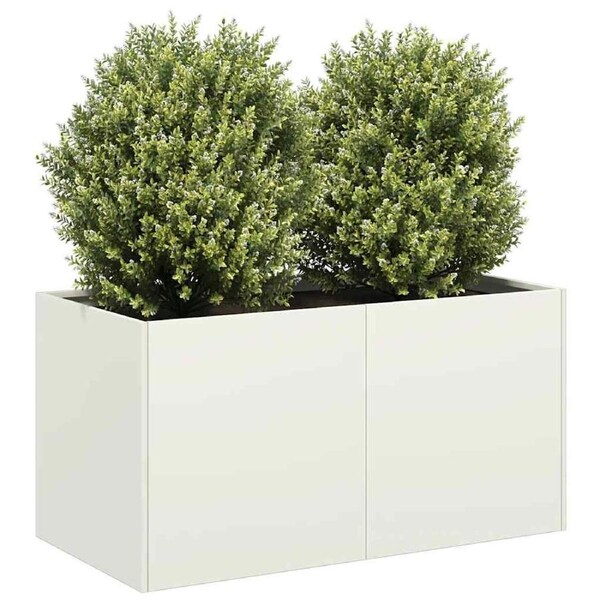 Planter White 80x40x40 cm Cold-rolled Steel vidaXL