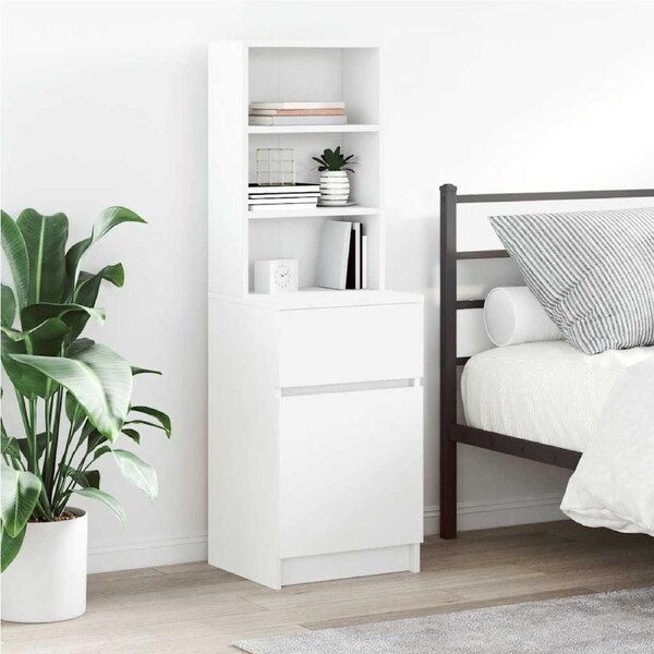 Bedside Cabinet White 39x35x125 cm Engineered Wood vidaXL