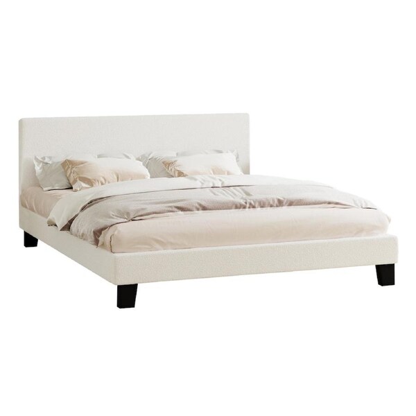 Oikiture Bed Frame Queen Double King Single Mattress Base Boucle Fabric Platform Single