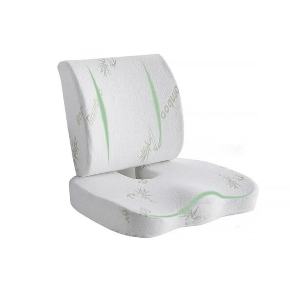 Memory Foam Seat & Lumbar Support Cushion Set - Ergonomic Back Relief