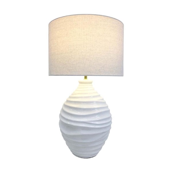 LVD Lucca White Ceramic Base Linen Shade Table Lamp Home Decor 38x38x67cm
