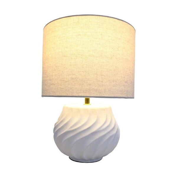 LVD Flynn White Ceramic Base Linen Shade Table Lamp Home Decor 28x28x40cm
