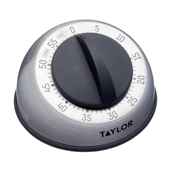 Taylor Pro Wind Up Dial Classic 60 Minute Kitchen Timer Stainless Steel