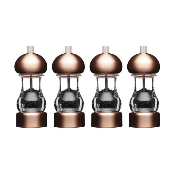 4PK MasterClass Clear Capstan Copper-Effect Grinder Pepper Mill 14.5cm