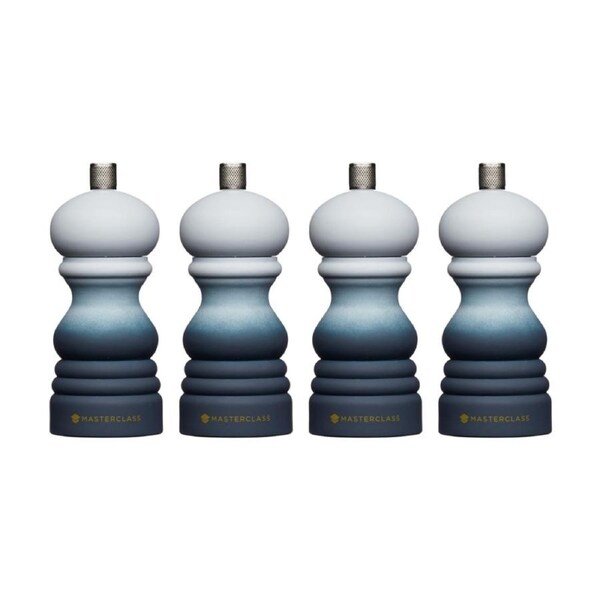 4PK MasterClass Refillable Grey Ombre Plastic Salt & Pepper Mill 5x12.5cm