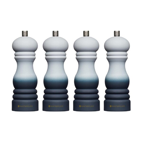 4PK MasterClass Refillable Ceramic Grinder Grey Ombre Salt & Pepper Mill 17cm
