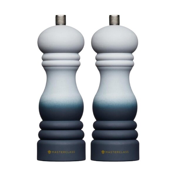 2PK MasterClass Refillable Ceramic Grinder Grey Ombre Salt & Pepper Mill 17cm