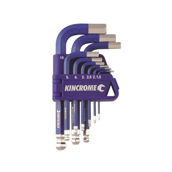 Kincrome 9 Piece Metric Hex Key Wrench Set - Chrome Vanadium Steel - Durable