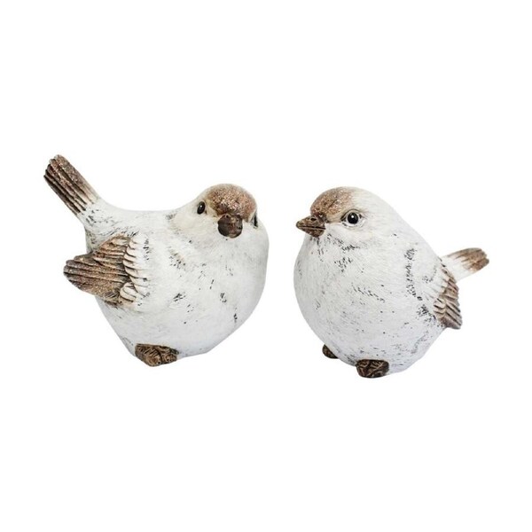 2pc LVD Autumn Birds Resin Figurine Set Detailed Home Decor 9x6.5x7.5cm