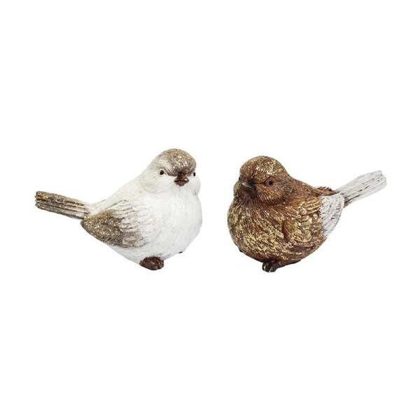 2pc LVD Golden Birds Resin Figurine Set Home Decor 10.5x6x6.5cm