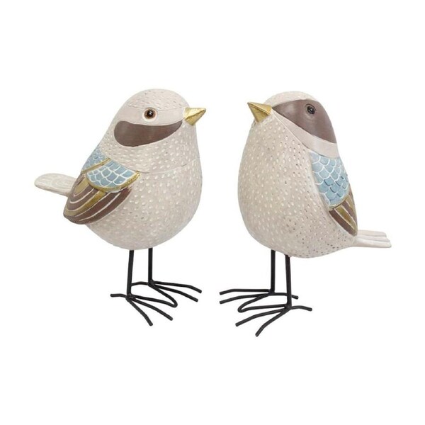 2pc LVD Blue Wren Birds Resin Figurine Set Home Decor 18x17.5x9.5cm