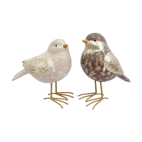 2pc LVD Gold Wings Large Birds Resin Sculpture Set Home Decor 19x15.5x9cm