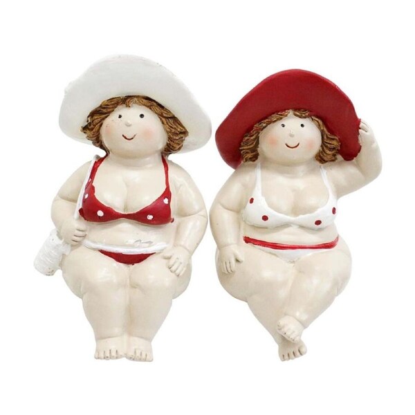2pc LVD Summer Ladies Sitting Resin Figurine Set Home Decor 13.5x8x8cm