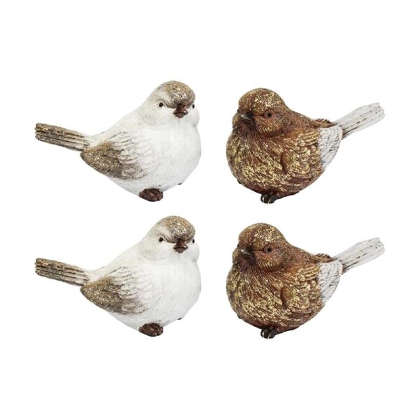 2x 2pc LVD Golden Birds Resin Figurine Set Home Decor 10.5x6.5x6cm