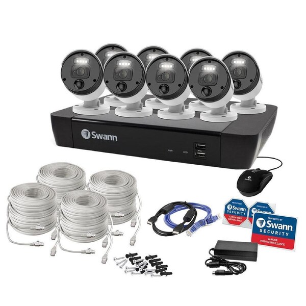 Swann NVR 8 Cameras Security 4K Monitoring 2TB 5MP SWNVK-876808-AU - Colour Night Vision, Motion Detection, Smartphone Integration