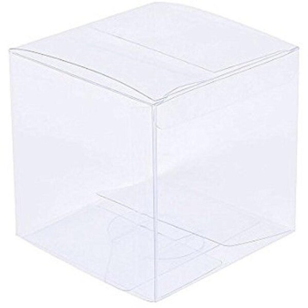 Clear PVC 8cm Cube Gift Boxes - 50 Pack for Weddings & Events