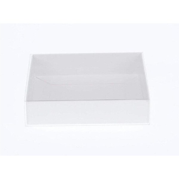 50 Pack White Card Square Box with Clear Lid - 20x20x8cm Gift Hamper Tray