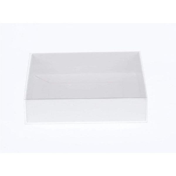 10 pk White Square Gift Box (20 x 20 x 8 cm) w/ Clear Lid for Hampers & Retail