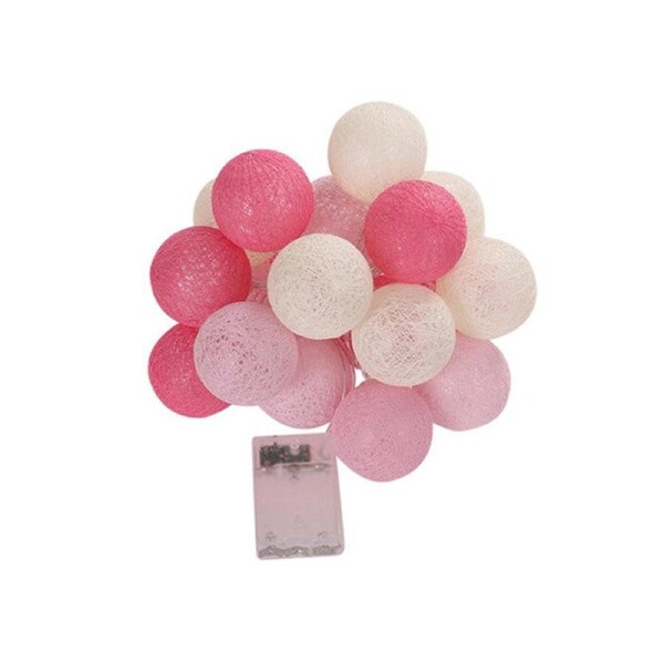 20 LED Pink 5cm Cotton Ball String Lights