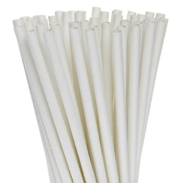 50 Pack White Eco Paper Drinking Straws