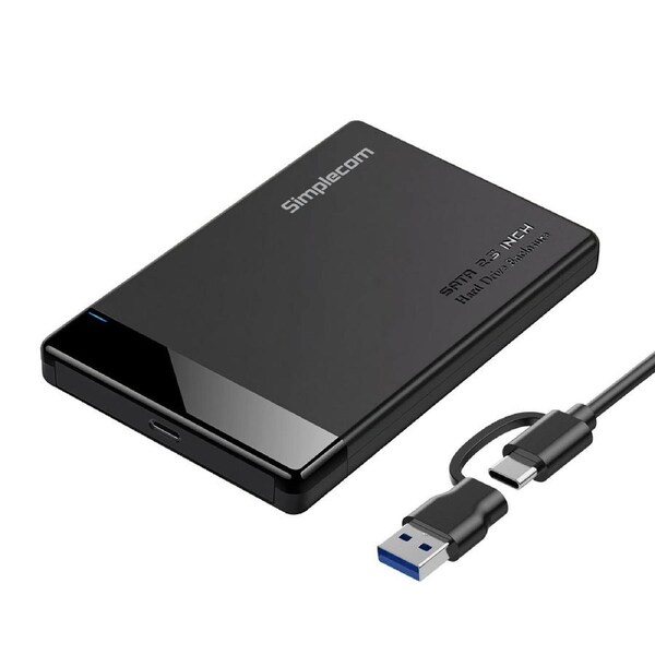 Simplecom SE109 Tool-free 2.5" SATA HDD SSD to USB-C Enclosure USB 3.2 Gen 1
