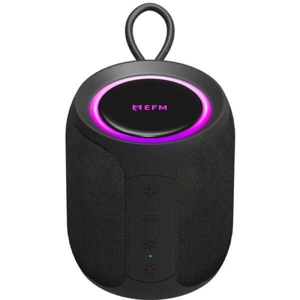 EFM Austin Mini Bluetooth Speaker with LED Colour Glow - Charcoal Black