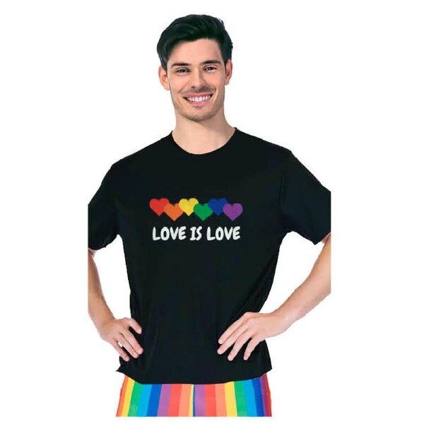 Adult Rainbow T-Shirt - Love Is Love - Black - One Size