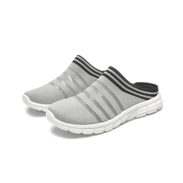 M's Backless Knit Shoes - Comfortable Slip-Ons, Grey AU W9 - M7 - EU40 - 25cm
