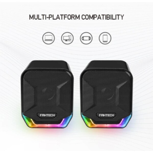 FANTECH SONAR GS202 Computer Speakers USB and 3.5mm RGB Mini Wired Speakers Acoustic Clarity for Desktop Computer Laptop