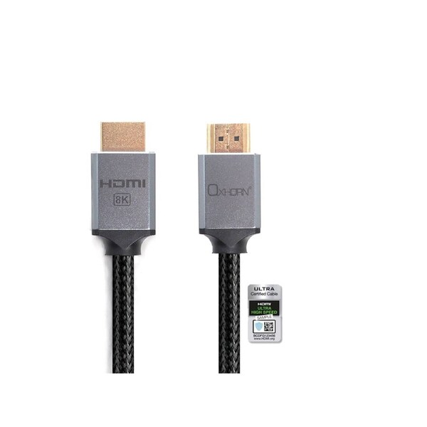 Oxhorn 8K HDMI 2.1a Cable 3m, 24K Gold Plated, Dynamic HDR, eARC, 48G Bandwidth