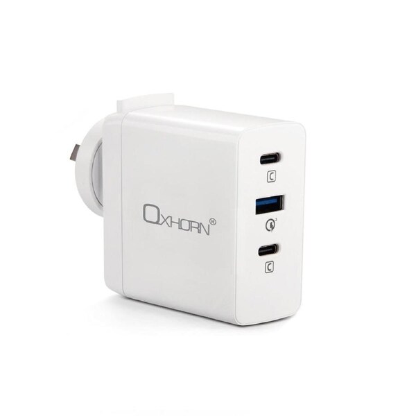 Oxhorn 100W GaN Fast Charger, PD3.0, 3-Port, Compact, Worldwide Compatible