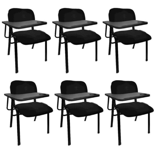 NNECN Classroom Lecture Chairs with Table, Set of 6 - Black