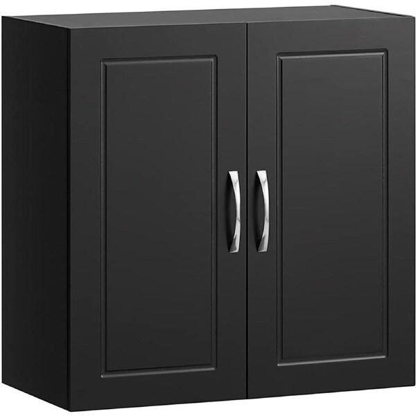 Sleek Black Wall Storage Cabinet with Adjustable Shelf
