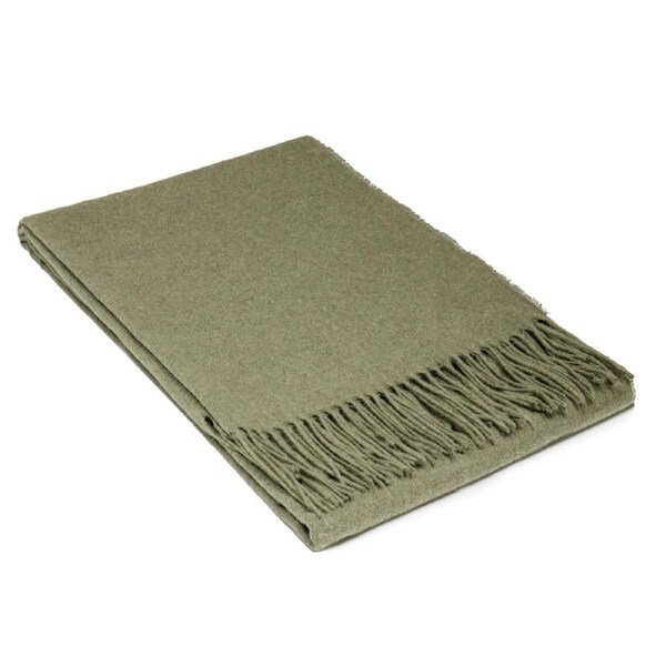 Paddington Throw Blanket - Merino Wool Blend, 140x200 cm, Olive, Ethically Sourced