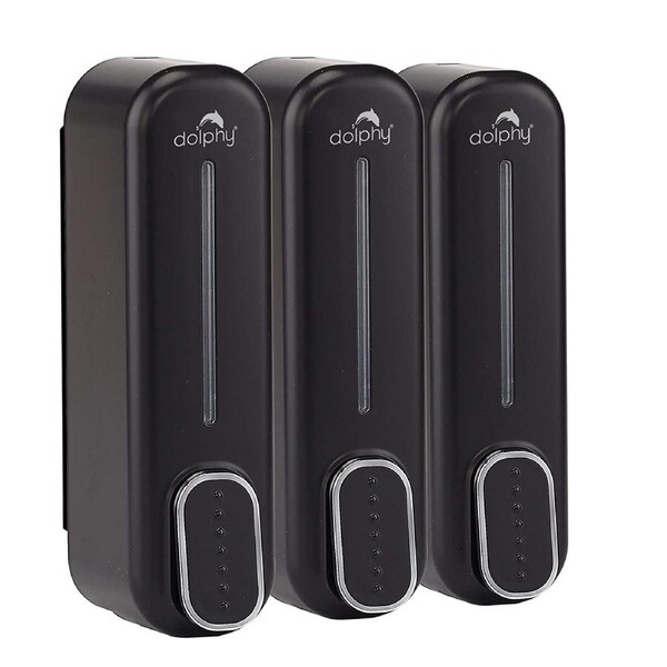 Dolphy Manual Soap Dispenser 300ml - Pack of 3, Black
