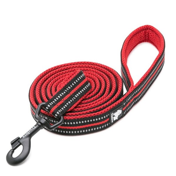 V188 Reflective Dog Lead 2m Red S - Nylon, 3M Reflectors, Ergonomic Grip